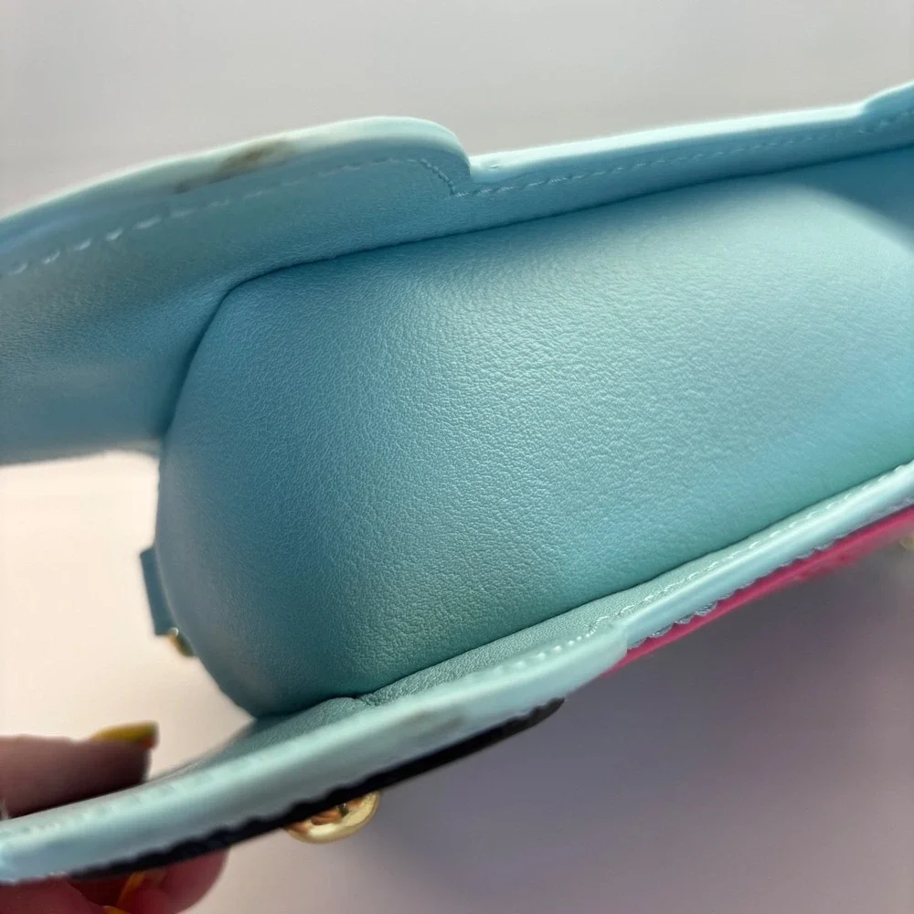 Betsey Johnson Crossbody Bag‎ Womens Small Blue Pink Frenchie Car Novelty Purse